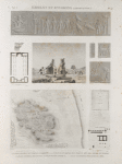 Erment [Armant] et environs (Hermonthis). 1-4. Bas-reliefs du temple d'Erment; 5-7. Vue, plan et détail d'un édifice bâti des débris du temple; 8.9. Plan général des ruines et d'un bassin antique; 10. Plan des restes d'un édifice à Tôd.