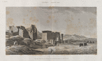 Thèbes. Medynet-Abou [Medinet Habu]. Vue des propylées du temple et du pavillon, prise du côté du sud.