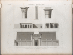 Thèbes. Medynet-Abou [Medinet Habu]. 1-5. Élévation et chapiteau des propylées, coupes transversales et détail d'une colonne de temple; 6. Détail du chapiteau des colonnes de la cour du palais.