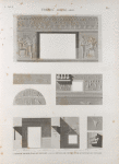 Thèbes. Medynet-Abou [Medinet Habu]. 1. Coupe du second étage du pavillon; 2-7. Détails de coupes et de sculptures du pavillon.