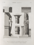 Thèbes. Memnonium [Ramesseum]. Détails des chapiteaux de la salle hypostyle, d'un pilier-caryatide et de l'entablement du péristyle du tombeau d'Osymandyas.