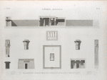 Thèbes. Memnonium [Ramesseum]. Plan, élévation, coupes et détails de chapiteaux et de pilastre du temple de l'ouest.