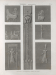 Thèbes. Memnonium [Ramesseum]. Pilastre et bas-reliefs du temple de l'ouest.