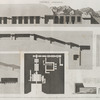 Thèbes. Memnonium [Ramesseum]. 1-4. Plan et coupes d'un grand hypogée ou syringe; 5. Détail de sculpure d'un autre hypogée; 6-8. Plan et coupes d'un édifice ayant un plafond en forme de voute.