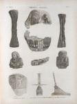 Thèbes. Hypogées. 1.2. Tenons en bois; 3-9. Fragmens d'enveloppe de momie et autres antiques.