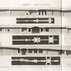 Thèbes. Bybân el-Molouk [Bîbân al-Mulûk]. 1.2. Plan et coupe du quatrième tombeau des rois à l'ouest; 3.4. Plan et coupe du cinquième tombeau à l'ouest; 5.6. Plan et coupe du cinquième tombeau à l'est.