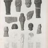 Thèbes. Bybân el-Molouk [Bîbân al-Mulûk]. Idole et fragmens d'antiquités en serpentine, en albâtre et en grès trouvé dans le tombeau isolé de l'ouest.