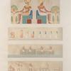 Thèbes. Bybân el-Molouk [Bîbân al-Mulûk]. 1. Tableau peint sur le fond de la salle des harpes dans le 5-e tombeau des rois à l'est; 2-4. Peintures de l'une des salles du même tombeau.