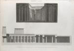 Thèbes. Karnak. 1. Vue intérieure du Grand Temple du sud; 2. Coupe longitudinale du temple dépendant du palais.