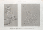 Thèbes. Karnak. 1. Harnachement d'un cheval; 2. Combat sculpté sur les murs extérieurs du palais.