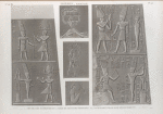 Thèbes. Karnak. 1.2. Décoration intérieur de la porte de granit des propylées; 3-5. Sujets recueillis dans divers édifices.