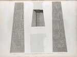 Thèbes. Karnak. Coupe, détail et bas-reliefs intérieurs de la porte du sud.