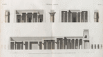 Thèbes. Karnak. 1-3. Coupes longitudinales et transversales; 4-6. Détails de chapiteaux du Grand Temple du sud.