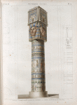 Denderah [Dandara] (Tentyris). 1. Détail colorié d'une colonne du portique; 2-7. Profil et plans de la colonne.