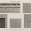 Denderah [Dandara] (Tentyris). 1. Détail de la corniche et de la frise de l'édifice du sud; 2-5. Sculptures intérieures du Typhonium.
