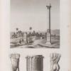 Antinoë [Antinoöpolis]. 1.2. Vue et détails de la colonne d'Alexandre Sévère; 3.4. Fragment d'une statue d'Antinoüs.