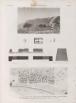 Heptanomide. 1.3-5. Vue et détails des ruines d'el-Deyr; 2. Plan d'un édifice ruiné à el-Deyr; 6-10. Plan général d'une ancienne ville et détails d'une porte en briques, à el-Tell [Tell el-Amarna].