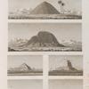 Fayoum [Fayyûm] et environs. 1.2. Vues de deux pyramides en briques à l'est du Fayoum; 3. Pyramide de Meydouneh; 4. Pyramides d'el-Metanyeh; 5.6. Pyramides de Saqqarah.