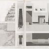 Pyramides de Memphis. 1.2. Plan et élévation de l'angle nord-est de la Grande Pyramide; 3-8. Plan et coupes de l'entrée, et détails du sarcophage de la salle supérieure.