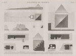 Pyramides de Memphis. 1-8. Plan et élévation de la 2-e pyramide, plans et coupes d'un hypogée à l'ouest et d'un autre à l'est; 9.10. Plan et élévation de la 3-e pyramide, de l'édifice de l'est et d'une grande chaussée; 11-14. Plans et élévation de la 4-e pyramide et d'une pyramide à dégrés; 15.16. Tombeau pyramidal à l'ouest de la Grande Pyramide.