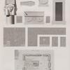 Delta, environs de Sebennytus. 1-9. Plan topographique et détails d'un temple d'Isis, à Bahbeyt [Bahbit al-Hijarah]; 10-14. Monolithe et sarcophages à Mehallet el-Kebyr [Mahallah al-Kubrá].