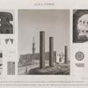 Alexandrie [Alexandria]. 1. Vue de trois colonnes en granit, situées au sud de l'ancienne basilique vulgairement nommée Mosquée de St. Athanase; 2-9. Vue intérieure, plans, coupes et détails d'une tour antique, placée au nord des deux obélisques, et connue sous le nom de tour des Romains.