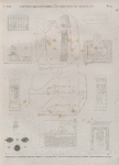 Papyrus, hiéroglyphes, inscriptions et médailles. 1.2. Pierre avec inscription, trouvée à Edfoû; 3-5.11.12. Bas-reliefs; 6-8. Autel en pierre; 9. Buste en albâtre; 10. Étoffe brodée en couleur.