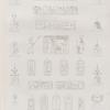 Papyrus, hiéroglyphes, inscriptions et médailles. Inscriptions hiéroglyphiques et coiffures copiées à Denderah [Dandara].