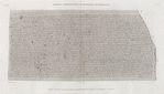Papyrus, hiéroglyphes, inscriptions et médailles. Pierre trouvée à Rosette, (partie intermédiaire, en langue égyptienne vulgaire).