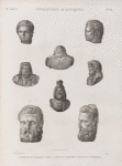 Collection d'antiques. 1-5. Bustes en basalte noir; 6.7. Tête en albâtre; 8. Buste en stéatite.