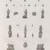 Collection d'antiques. 1-3.12.13-30. Figures et amulettes en terre cuite; 4-9. en bronze; 10.11. en serpentine; 21. en verre.