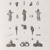 Collection d'antiques. 1. Amulette en cornaline; 4.5.9-12.16-20. Amulettes et figures en terre cuite; 2.3. en jade; 6-8.13.14.21-24. en bronze; 15. en stéatite.