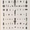 Collection d'antiques. 1-13.15-37.40-44.48-56.58.61-64.66-84. Figures, amulettes en scarabée et autres, en terre cuite; 14. en bois; 38.39.45-47.57.65. en bronze; 59.60 en en émeraude.