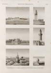 Égypte Moyenne. 1. Vue de Senhour et du lac du Fayoum; 2.3. Tombeau et minaret à Beny-Soueyf [Banî Suwayf]; 4. Minaret à Bouch [Bûsh]; 5. Vue de Torrah [Tura]; 6. Vue d'un édifice arabe ruiné, sur la hauteur qui domine le vieux Kaire [Cairo].