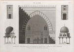 Le Kaire [Cairo]. 1.Portion de la coupe transversale de la Mosquée de Soultân Hasan; 2.3. Détails des portes intérieures; 4.5. Détails du pavillon destiné aux ablutions.