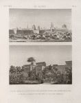 Le Kaire [Cairo]. 1. Vue du jardin du palais d'Elfy-Bey, quartier général de l'armée française; 2. Vue de la caravane de Tôr près la ville des tombeaux.