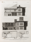Le Kaire [Cairo]. 1.2. Plans du rez de chaussée et du 1-er étage de la maison de Hasan Kâchef ou de l'institut; 3.4. Élévations sur la cour et sur le jardin.