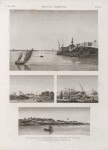 Basse Égypte. 1-3. Vues de trois villages situés sur la branche de Damiette [Damietta]; 4. Vue de la pêche sur le lac Menzaleh [Manzaleh].