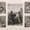 Costumes et portraits. 1. L'Emir Hâggy [Amir al-Hajj]; 2. Habitans de l'oasis et du Mont Sinaï; 3. Le Cheykh Sâdât; 4. Le joueur de violon; 5. Habitant de Damas [Damascus].