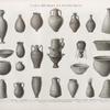 Vases, meubles et instrumens. 1. Qoulleh; 2.5-7.23. Barils; 4.10-12.17. Jarres; 3.9.20. Pots à chapelet; 18. Pot où nichent les pigeons; 22. Alambic; 24. Moule à sucre; 8.13-16.19.21. Autres vases pour divers usages.