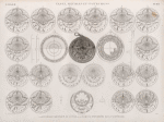 Vases, meubles et instrumens. 1-9. Astrolabe coufique en cuivre; 10-27. Plaques enfermés dans l'astrolabe.