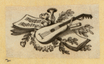 Violins, harps, lutes, and symbols of music.