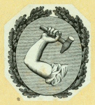 Symbolic devices featuring anchors and strong arm and hammer.