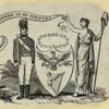 Allegorical imagery of patriotism and the military.