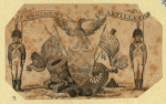 Allegorical imagery of patriotism and the military.