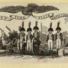 Allegorical imagery of patriotism and the military.
