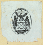 Allegorical imagery of patriotism and the military.