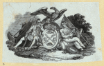 Shields and allegorical imagery representing the military.
