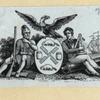 Shields and allegorical imagery representing the military.
