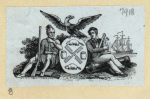 Shields and allegorical imagery representing the military.